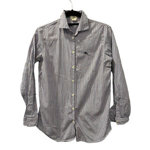 Etro Multicolored Men Striped Long Sleeve Button Down Shirt Size 40 Romania Blue